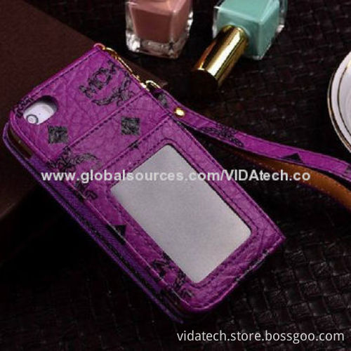 PU Leather Case with Card Slot and Mirror, for iPhone 5/5S Factory